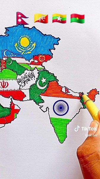 How to Draw Flag Maps of Bhutan, Nepal, Myanmar, Burkina Faso