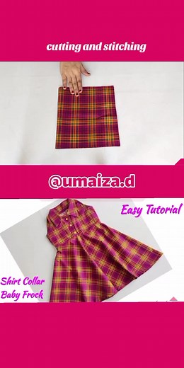 3.4 Year Old Baby Girl Shirt Collar Neck Cutting and Stitching Tutorial