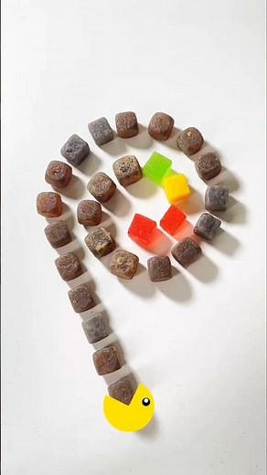 Greedy Pacman eats Color Jelly Cubes 🍬 & Brown Candy Blocks 🍫 in Spiral Path! #GreedyPacman #Jelly