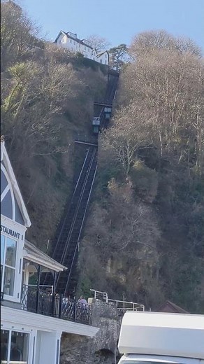 CLIFF RAILWAY: Cars pass on historic Lynton and Lynmouth Cliff Railway