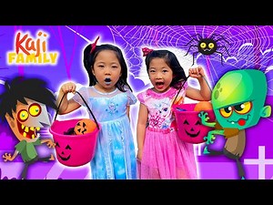Halloween Trick or Treat Games with Emma and Kate! - Videos For Kids