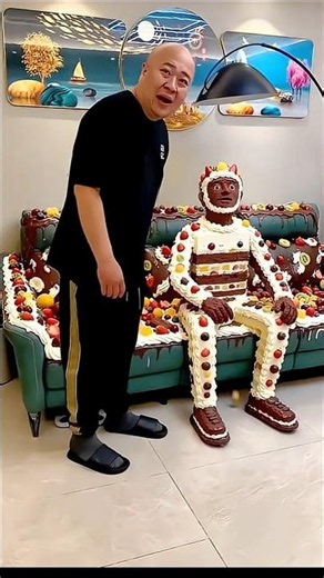 There's a cake person sitting on my living room sofa and it's delicious, but how did it come to l...