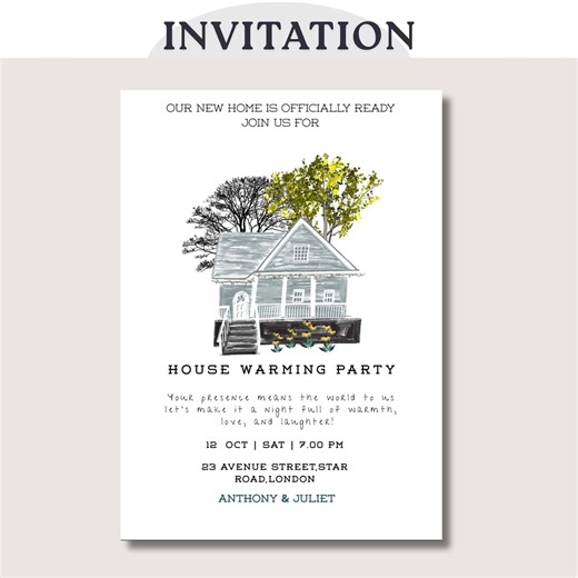Modern Housewarming Invitation, Printable Party Invite (PDF) - Etsy