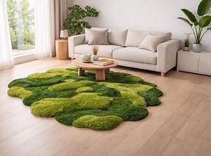 Moss Grass Rug: Handmade Tufted Wool Area Rug | 3D Textured Carpet | Nature Inspired Green - Etsy