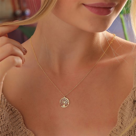 14k Gold Celtic Tree of Life Necklace: Family Tree of Life Jewelry, Yggdrasil Tree of Life Charm - Etsy