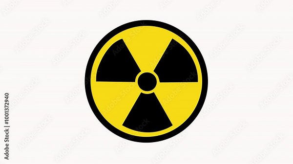 Animated Nuclear Hazard Ionizing Radiation Danger X Rays Trefoil Warning Symbol Black and Yellow Icon.