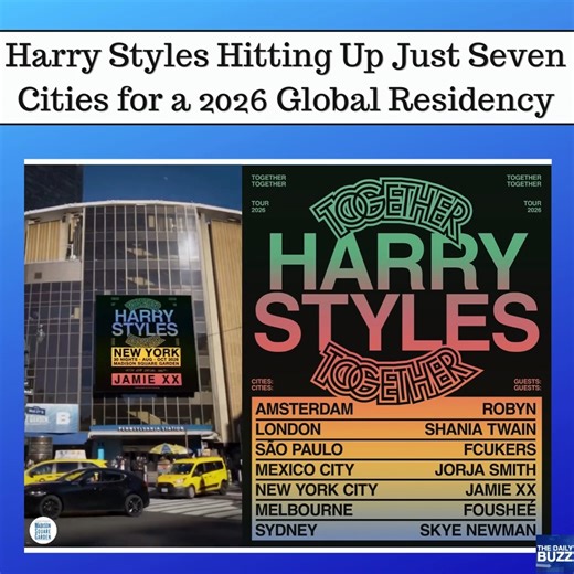 #TrendingNow… #HarryStyles is going big in 2026 by going small (ish.) He just announced dates for his 2026 global tour, #TOGETHERTOGETHER, a deliberately intimate run that hits just seven cities worldwide, but lingers long enough to feel like a residency. Instead of racing from stop to stop, Harry’s settling in, stacking multiple nights in each location, including 30 shows at New York City’s Madison Square Garden. The other stops include London, Amsterdam, Mexico, São Paulo, Melbourne and Sydney