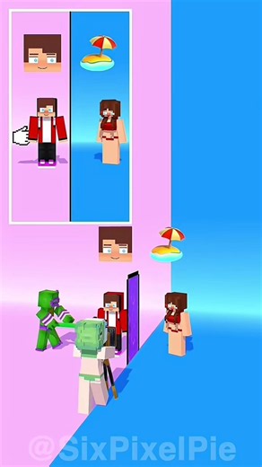 (Behind the Scene) JJ Force to Wear the Bikini Summer with JJ Sister - MinecraftAnimation#maizen