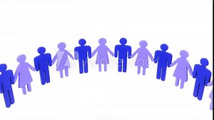 Women and men holding hands on a white background, loop animation. Unity, Partnership Concept