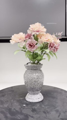 Memorial Cemetery Flower Vase - Real Granite (Grey Granite), with Stainless Steel Inner, Grave Marker, Decorations for Gravesite, Headstone Flowers Holder, Garden Lawn & Yard (5.5x5.5x9)