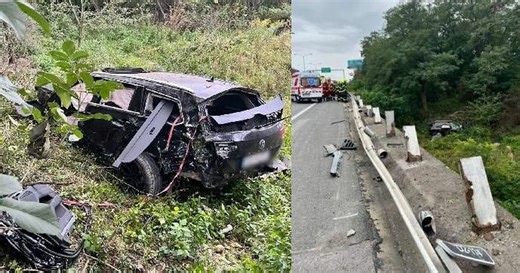 Děsivé video smrtelné nehody: Auto vyletělo z dálnice, řidič v nemocnici zemřel