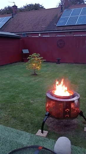 washing machine drum firepit night.you gotta make one👍👍👍👍