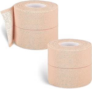 Nuanchu 2 Rolls Adhesive Elastic Tape Bandage Wrap Flexible Stretch Bandages for Sports Ankle, Knee and Wrist Pet Vet Horses Wrap(2 Inch Wide,Apricot)