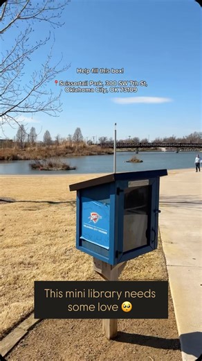 Spotted a Little Free Library at Scissortail Park in Oklahoma City! 📚 There are a few books inside, but it could use more. Take a book, leave a book, and help share the love in OKC. #oklahomacity #communitysupport #okcblogger | OKC Things To Do