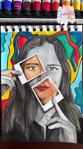 Creative Illusion Art 🤯 | Monochrome to Color Portrait #shorts