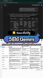 วิธีใช้ Gemini หาเครื่องมือที่ช่วยงานของคุณ พร้อมเปรียบเทียบเป็นตาราง ทำตามได้เลย #UltimatePython #ChatGPT #AI #GenAI #Framework #prompt #openai #gemini #google #excel #googlesheets #marketing #HR #ฝ่ายบุคคล | Ultimate Python