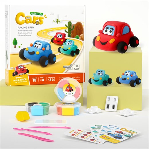 Air Dry Clay Racing Trio Kit, 3 Pull Back Cars, DIY Craft Set - Etsy