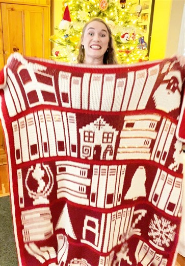 YAY! It’s time to Crochet PART 1 of the 2026 Year-Long FREE CAL to make this beautiful Christmas Bookshelf Mosaic Crochet Blanket! Sign up for FREE or get the PDF on my blog! ➡ Join the FREE CAL with ads, get 1 part per month ➡ You can also get the PDF now and work at your own pace! ➡ Make it One-Sided or Reversible! It’s your Choice! (Only PDF has both patterns, free cal will only have the regular pattern) ➡️ PDF includes 20 swappable decor images (written graphs)! But remember with the PDF you