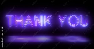 4K Neon retro style trendy Thank You text animation in a dark background for Thanksgiving. Glossy stylish thank you expressing gratitude message. Sign board advertisement asset in UHD high quality.