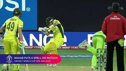 Today's Bira 91 ICC Cricket World Cup Greatest Moments vote features Wahab Riaz's riveting spell against Shane Watson in 2015! Cast your vote here: bit.ly/CWCGreatestMoments | ICC - International Cricket Council