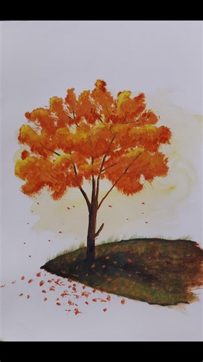 How to draw an autumn tree 🍁🍁🍁.#art #autumn #trending #artist