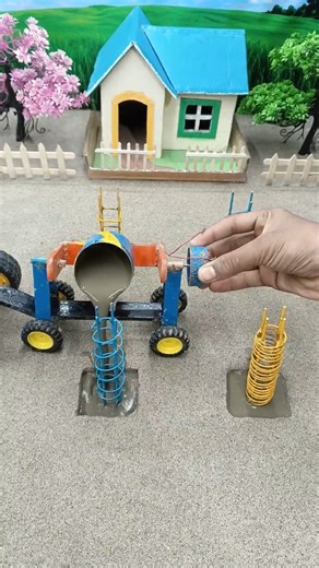 😱 Real Working Mini Tractor Making Cement Pillar | Amazing DIY Construction Machine 🚜 #shorts
