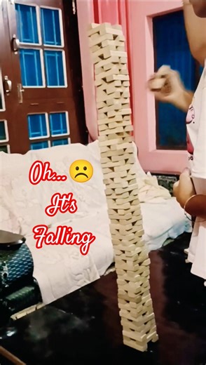 Building a Jenga Balance Tower 🗼(Let's see how much it goes up before falling) #shorts #jenga #diy