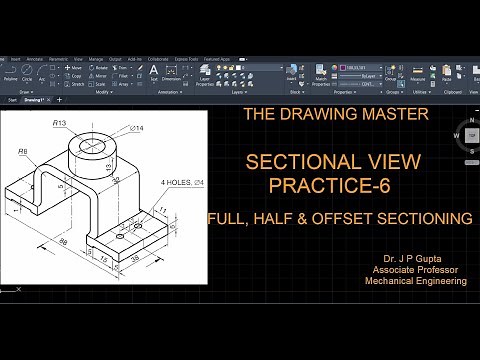 Half, Full and Offset Sectional FV & TV | Practice-6 | Orthographic Projection | Engineering Drawing