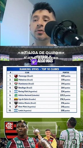 Top 10 of the CONMEBOL IFFHS Ranking: Atlético Nacional, the only Colombian team on this list.