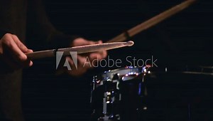 Female hands playing snare drum live on stage - slow motion - sound effects included (perfect for gun sound effects)