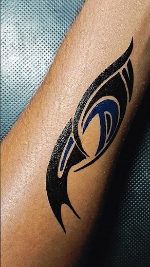Unique Tribal Tattoo art idea | Black And Blue Gel pen tattoo design....#tattoo #tribaltattoo #arts
