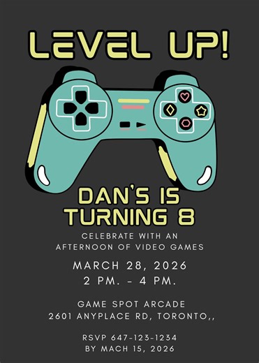 Video Game Birthday Invitations, Kids Level up Party Invite (digital Download) - Etsy