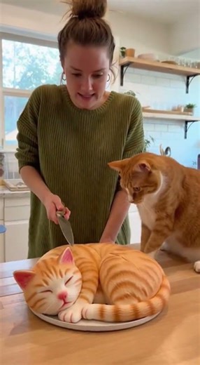 Real Cat vs Cat Cake – Hilarious Reaction!#funnycat#catcake#viralcat#catreaction#funnyanimals
