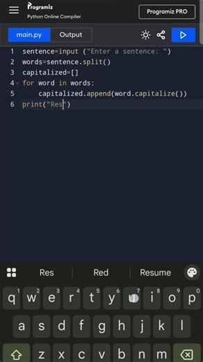 Turn every word into a capitalized masterpiece ✨Simple Python logic, powerful output 💻🔥#python
