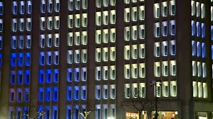 18K views · 905 reactions | The AES building on Monument Circle lit up blue and red to support Bills player Damar Hamlin: https://go.fox59.com/3ZaXrht | FOX59 News | Facebook
