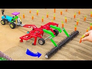diy mini tractor plough machine agricultural science project | how to plant a carrot field
