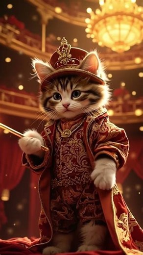 Kitten theatre actor playing Shakespeare play