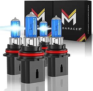 Mega Racer 4 Bulbs HB5 9007 Headlight Bulb High Performance OEM Halogen Headlights 2 x High Beam & 2 x Low Beam 12V 55W Super White 5000K 9007 Bulb Xenon Bulbs Headlight Bulbs 9007