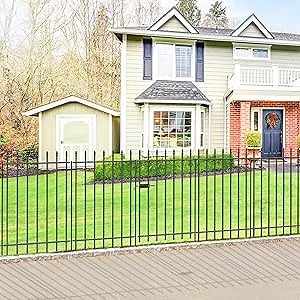Amazon.com : FOREHOGAR Metal Garden Fence with Gate 36 in H x 10 ft L, 1 Gate + 4 Panels Border Fence Panels Animal Barrier for Dogs, No Dig Garden Fencing for Yard Patio Flower Bed Lawn Outdoor, Black : Patio, Lawn & Garden
