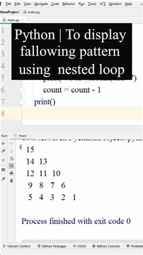 Python Program | To display fallowing pattern using nested loop. #softech_computer_hassan