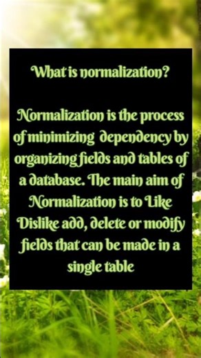 what is the normalization in database #shorts #shortsfeed z