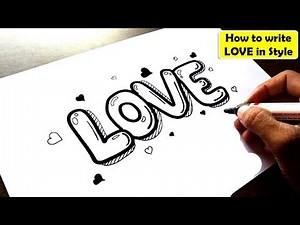 HOW TO WRITE LOVE IN BUBBLE LETTERS - Speed Drawing