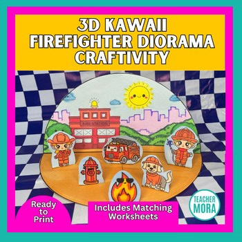 3D Kawaii Firefighter Diorama   Worksheets | Cute Community Helpers Craft | Fire