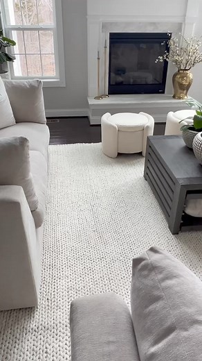 I finally have a rug!💕 I have been looking for a rug for my family room for a very long time. I have finally found the perfect rug for this space. It definitely brings in a lot of texture to this room and I love it 🥰. Rug details: Veronica Wool Braided Rug size 12’x15’ Click the link to shop👇🏽. https://bit.ly/3IQHW7c #Rug #homedecor #texturedrugs #neutraldecor #neutralstyle #modernglam | Dollhouse Interiors