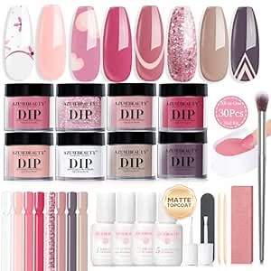 AZUREBEAUTY Dip Powder Nail Kit Starter Pink Blue Palette Acrylic Dipping Powder System