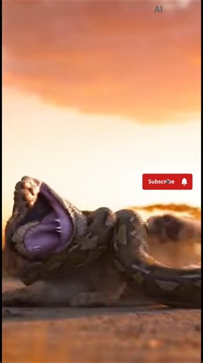 Python Attacks Lion Cub — Unbelievable Rescue! 🐍🦁⚡#animals #ai #shorts