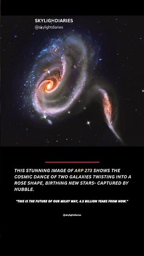 This is Arp 273—A breathtaking galactic collision creating new stars. See description for more👇🏻