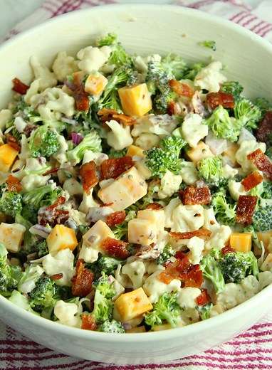 Loaded Broccoli Cauliflower Salad (Low Carb)