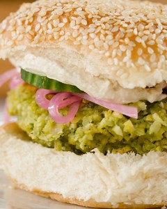 6.3K views · 64 reactions | Ashley Moore shows you how to make a uniquely delicious falafel burger with an easy stir-together tahini-yogurt sauce that packs a flavor punch. Watch now on YouTube: https://bit.ly/3uxk0i9 | America's Test Kitchen | Facebook