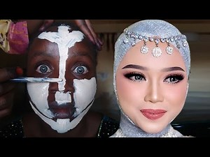 Bomb 🔥💣 😳 Indonesian Bridal Makeup & Gele Transformation | Cirurgia Plastica 💉 Makeup Tutorial 🔥😱